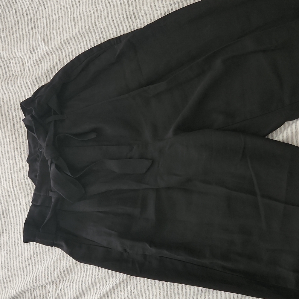 Women's black paper bag pants
